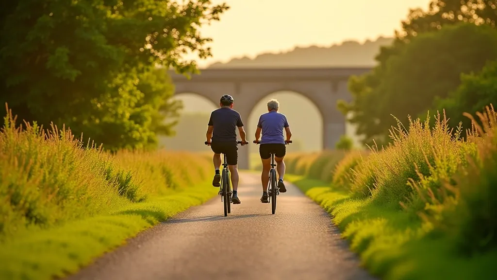 Scenic Waterford Greenway trail with cyclists