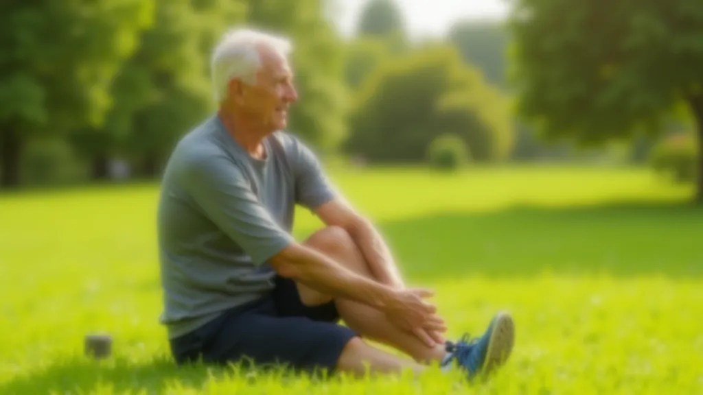 Older cyclist performing seated hamstring stretch after ride, proper stretching form, calm recovery focus