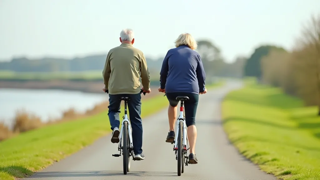 Group of senior cyclists enjoying the scenic Waterford Greenway path together